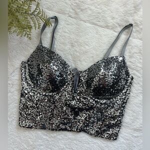 Charlotte Russe Sequin Fitted Top - Afterparty Night